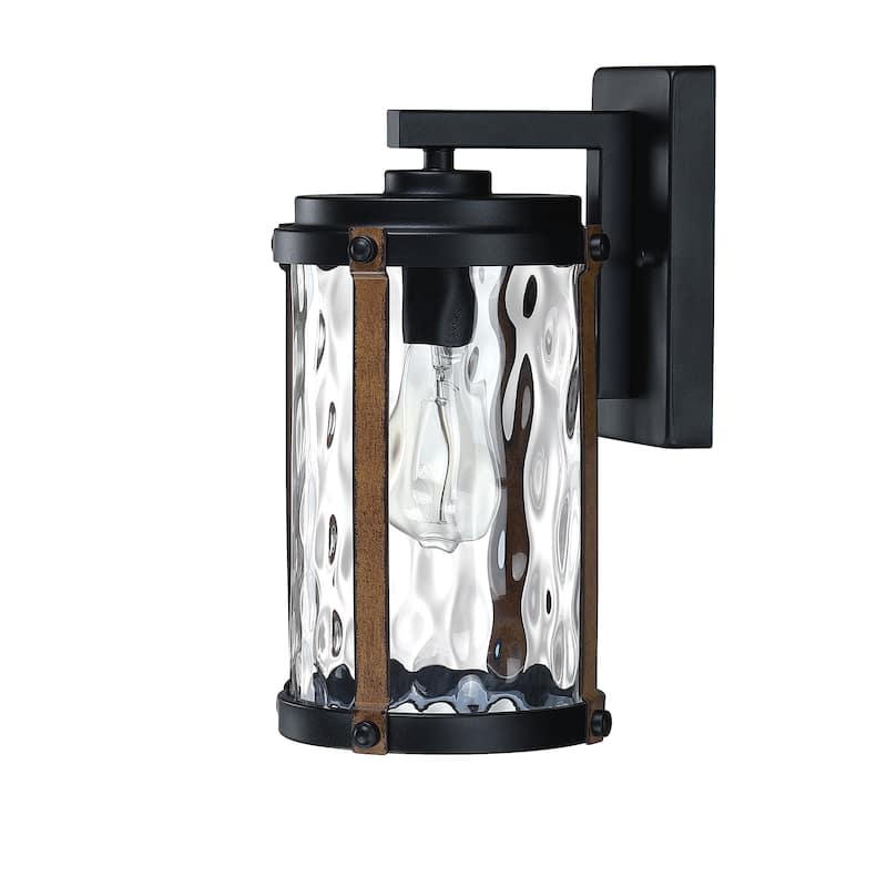 1-Light Matte Black and Barnwood accents Outdoor Wall Lantern Sconce - 1pack