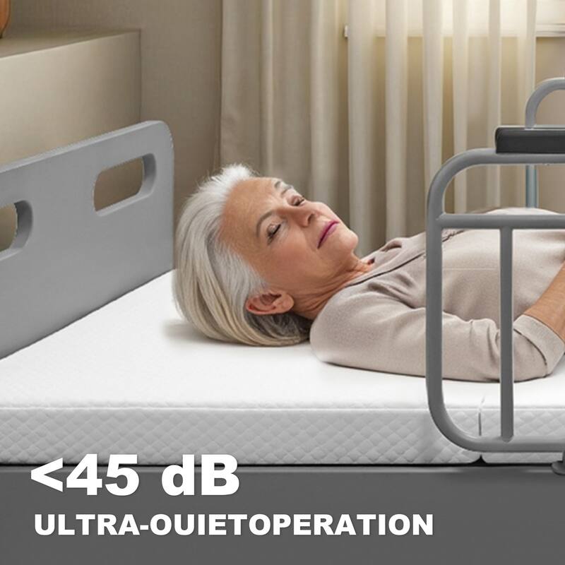 Electric Adjustable Hospital Bed for Home Use with Wired Remote Control, Memory Foam Folding Mattress & Safety Side Rails