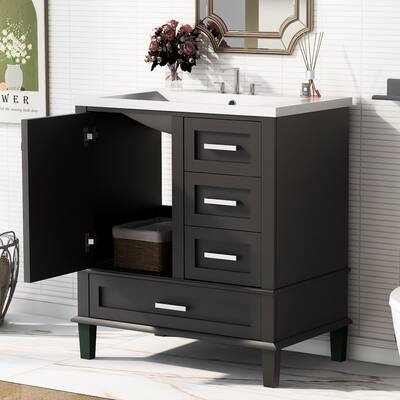 30" Bathroom Vanity , Modern Bathroom Cabinet with Sink Combo Set, Bathroom Storage Cabinet with 3 Drawers