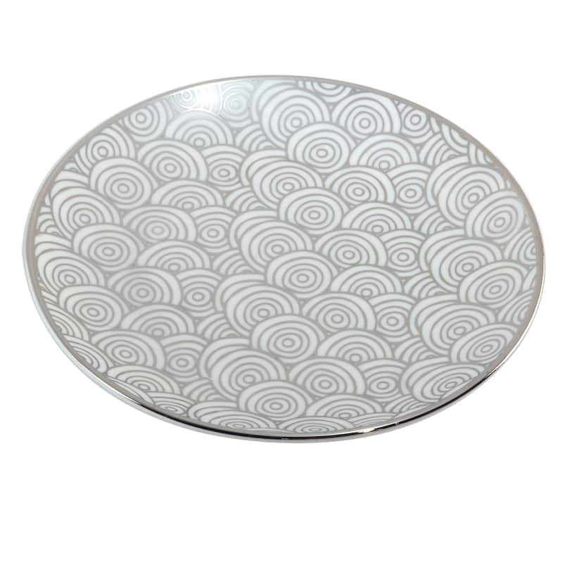 Certified International Mosaic Silver Plated 6" Luncheion/Canape Plates Set of 6 Assorted Designs - 6-inch
