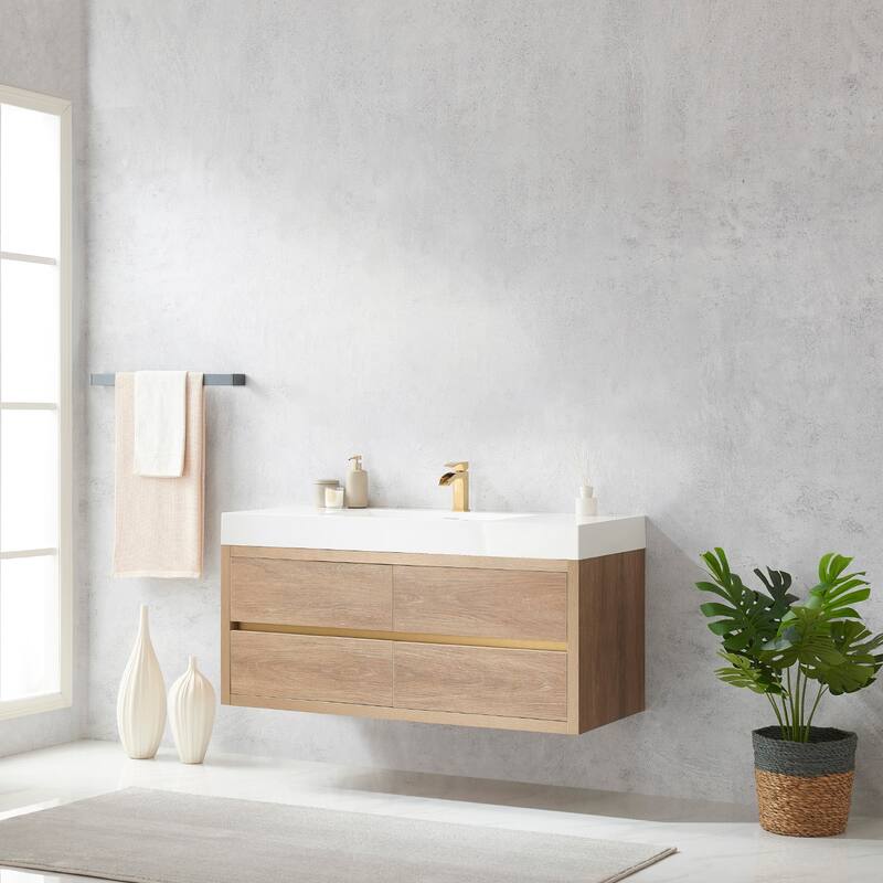 Miseno MV703148-NM Palencia 48" Wall Mounted Single Basin Vanity Set