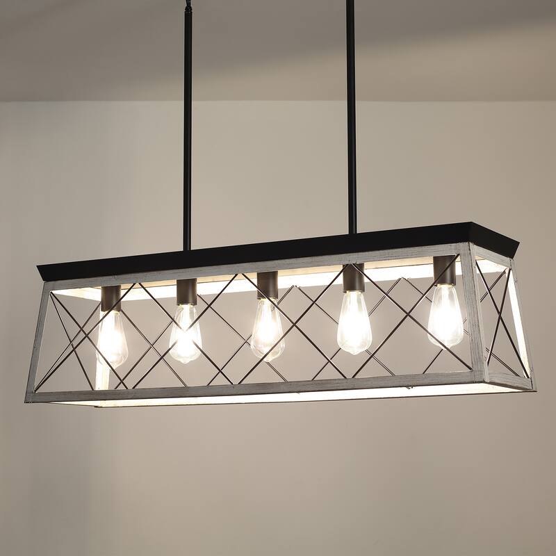 5-Light Vintage Industrial Chandelier for Kitchen Island Dining Room Living Room