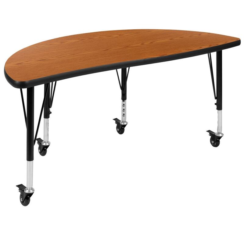 Mobile 76" Oval Wave Flexible Activity Table Set with 14" Student Stack Chairs