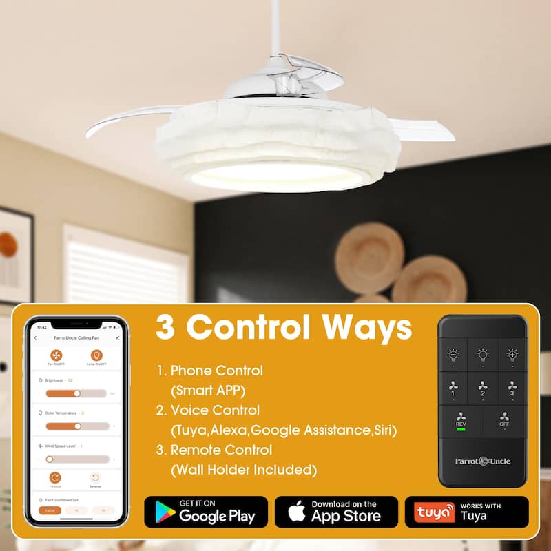 52" Coastal White Metal Fandelier Smart Ceiling Fans with Lights and Remote, App Control, Voice Control