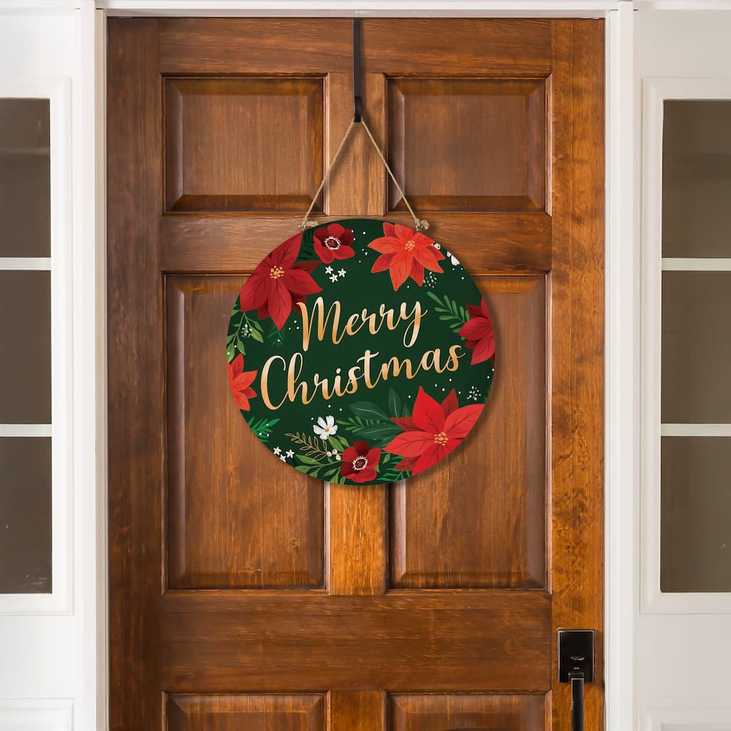 Holiday Wood Door Decor, "Merry Christmas" - 18" - Multicolor