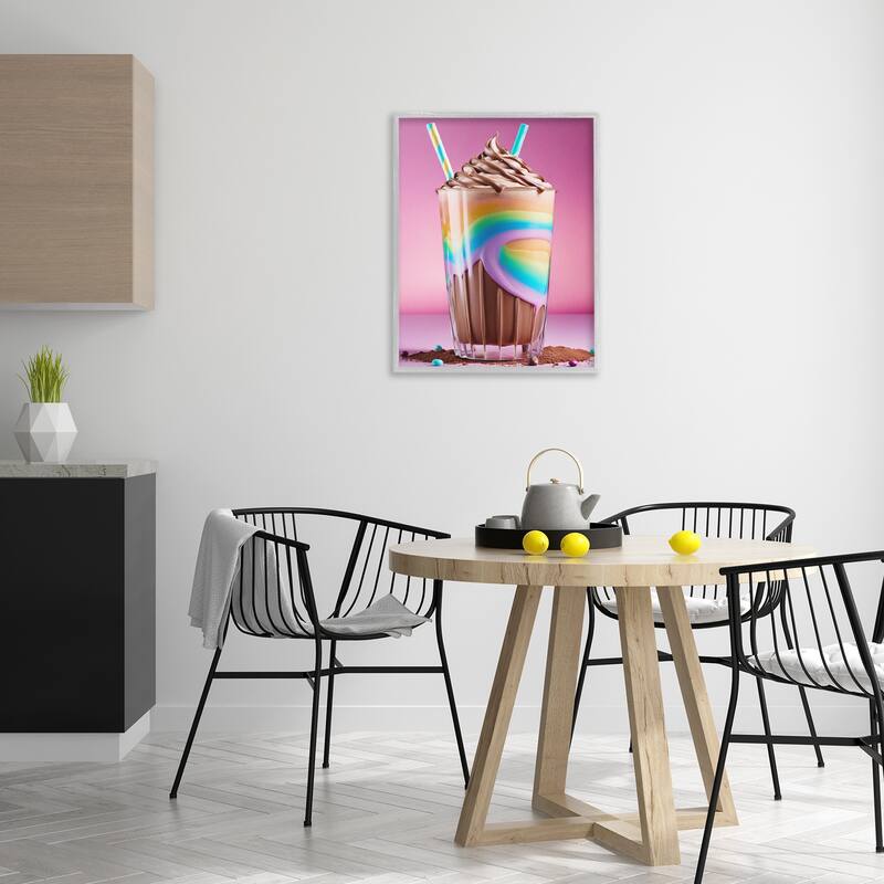 Stupell Rainbow Hued Milkshake Framed Giclee Art Design By Tabz Jones