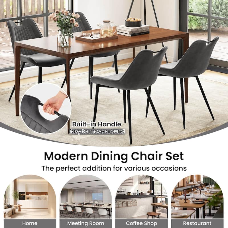 Costway Dining Chair Set of 4 Faux Leather Upholstered Kitchen Chairs - See Details