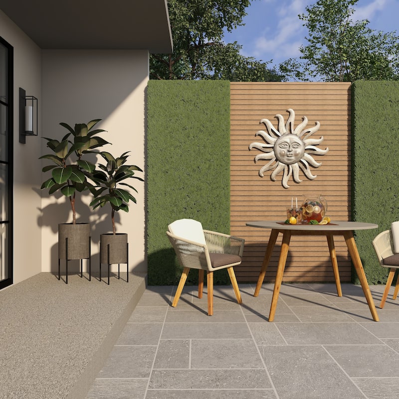 Light Grey or Dark Grey Iron Cylinder Modern Planter Set (Set of 2) - S/2 19", 23"H