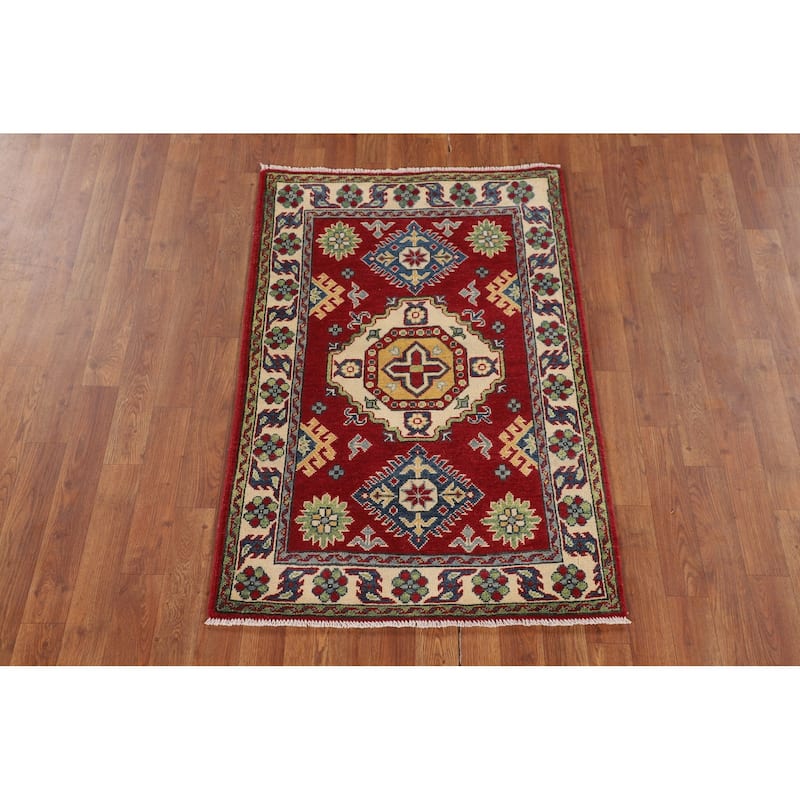 Traditional Red Kazak Oriental Accent Rug Handmade Wool Carpet - 2'8" x 4'1"