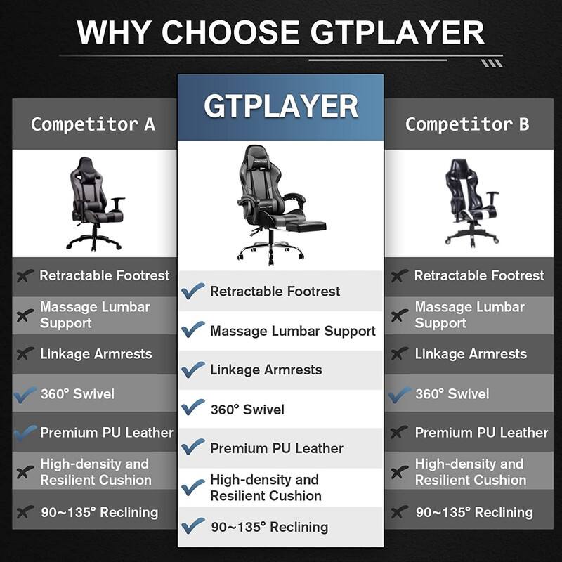 Lucklife Gaming Chair Computer Chair with Footrest and Lumbar Support for Office or Gaming