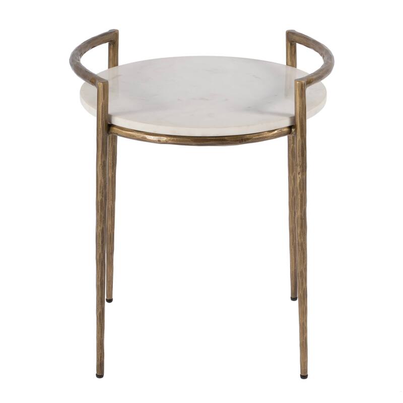 Madlyn 19 in. W Round Marble and Iron Side Table