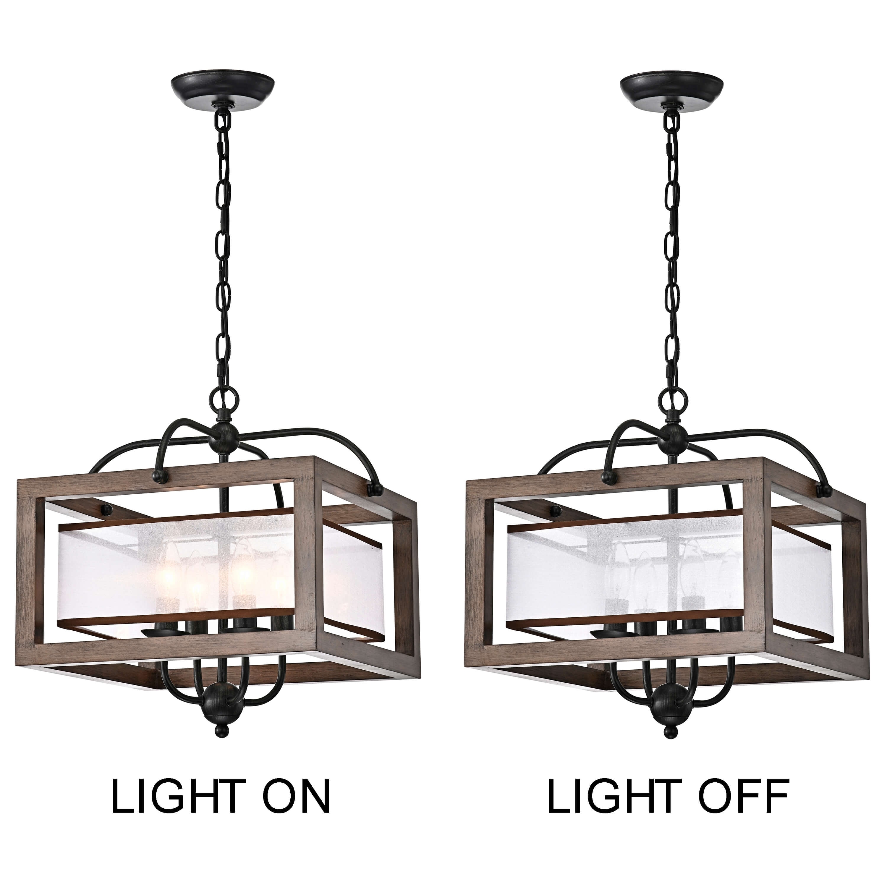 Alina antique black metal natural wood flush cheap mount with fabric shade