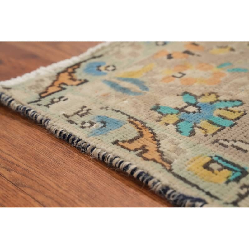 Hand Knotted Oriental 100% Wool Carpet Traditional Floral Beige & Ivories Tabriz Area Rug - 9' 10'' X 6' 6''