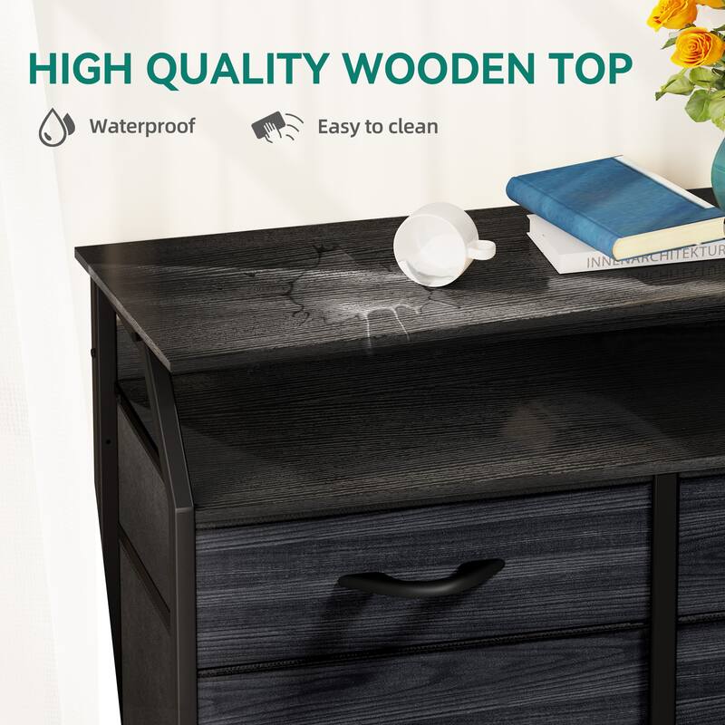 Modern Wide Dresser Storage Tower with 8 Drawers