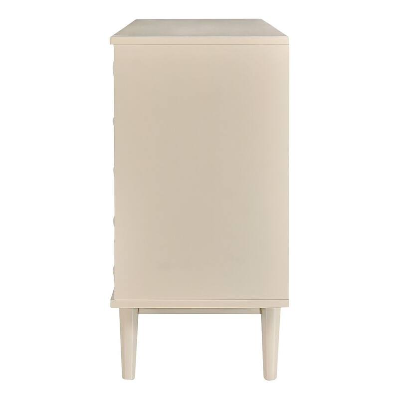 60" Modern 4-Door with Convex Pattern Doors and Silver Handles Buffet/Sideboard