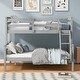 preview thumbnail 2 of 10, Gray Twin over Full Pine Bunk Bed with Safety Guardrail