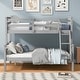 preview thumbnail 1 of 20, Twin over Full Bunk Bed with ladder, Safety Guardrail, Convertible Bunk Bed Frame for Teens, Kids, No Box Spring Required Gray