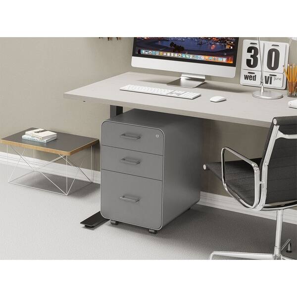 Shop Monoprice Round Corner 3 Drawer File Cabinet Gray With