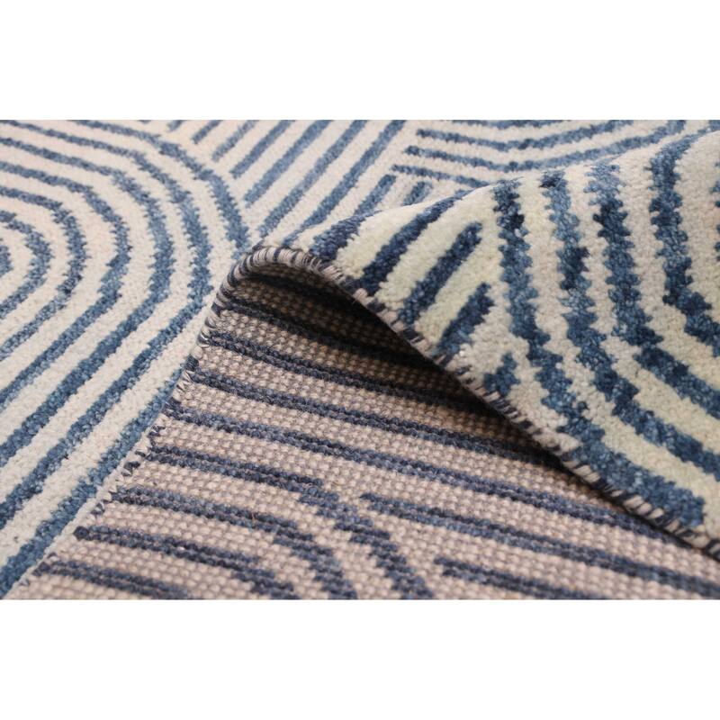 ECARPETGALLERY Hand-knotted Peshawar Ziegler Light Blue Wool Rug - 5'0 x 6'11