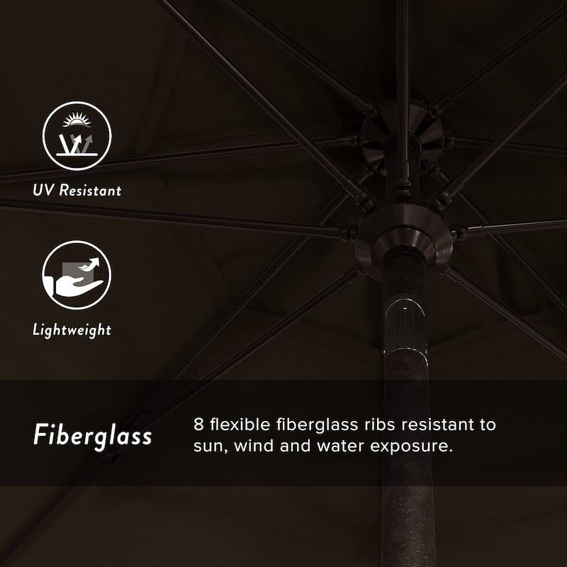 California Umbrella 9' Rd Patio Umbrella Bronze Aluminum Frame Fiberglass Ribs Crank Lift Collar Tilt Sunbrella