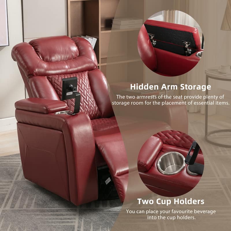 Power Recliner Chair with 270° Swivel, Rocking Function, Tray Table, USB Port, Cup Holders and Phone Holder