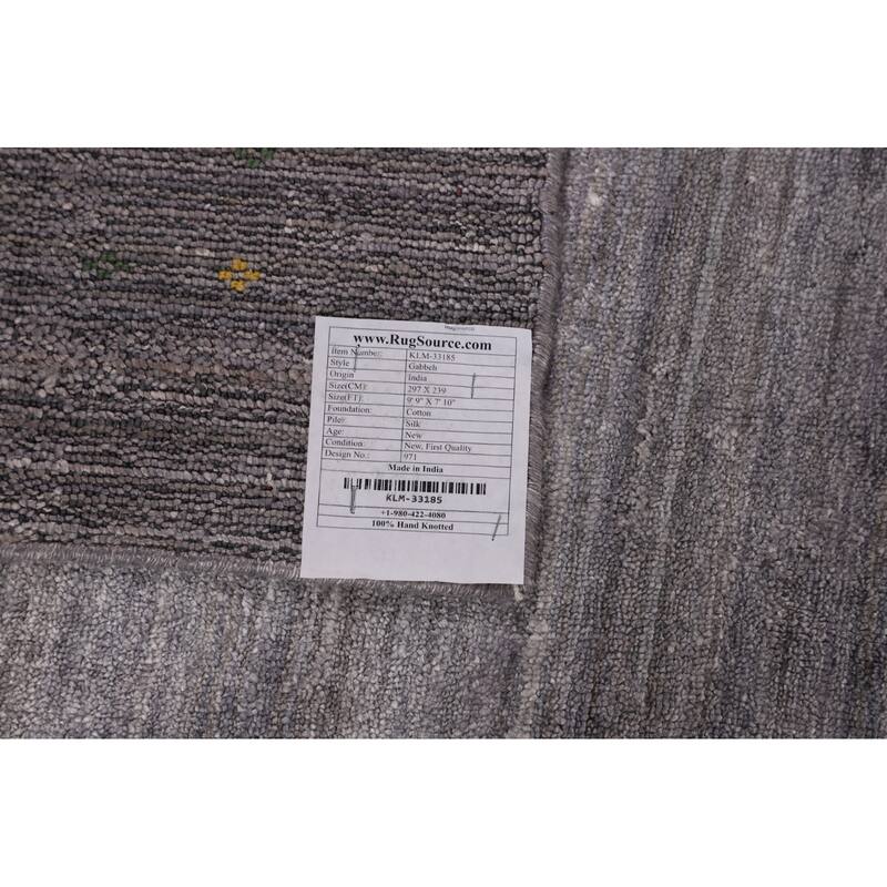 Gabbeh Indian Area Rug Handmade Silk Carpet - 7'10"x 9'9"