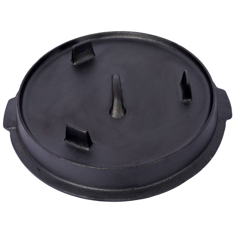 Outdoor Camping Deep Pot and Skillet Lid with Iron Pot Rack and Lid Lifter, Pre-Seasoned Cast Iron Dutch Oven