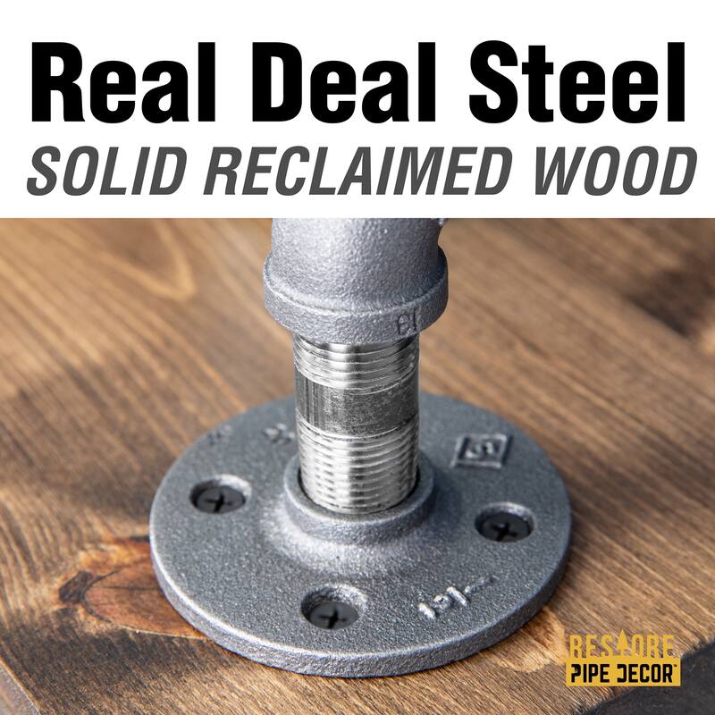 Restore by PIPE DECOR Industrial 3 Tier Solid Wood & Steel Pipe Bar Cart with Wheels