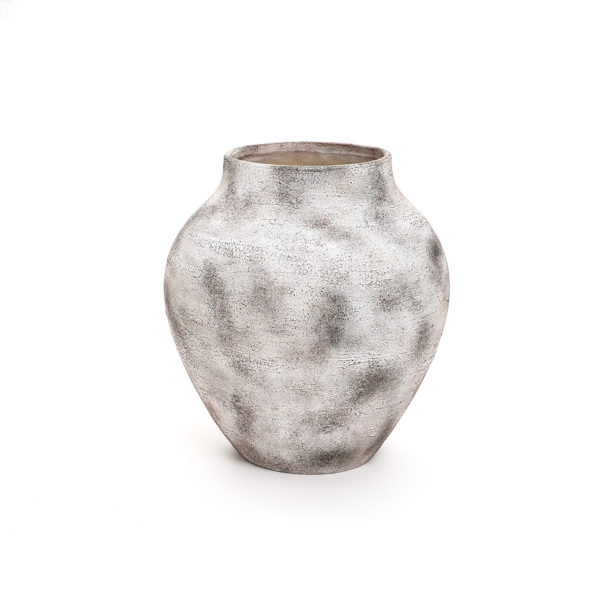 Rustic Gray with Weathered White Finish Stoneware Vase, Vintage Pottery
