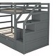 preview thumbnail 12 of 10, Wood Bunk Bed with Twin Trundle and 3 Storage Stairs, Grey