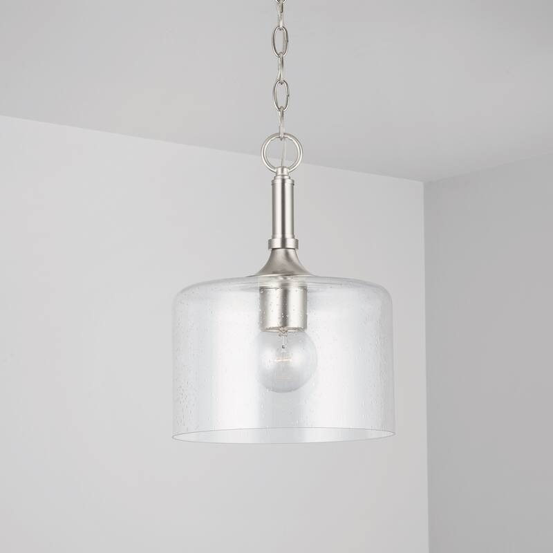 Carter 1-light Hanging Pendant w/ Clear Seeded Glass