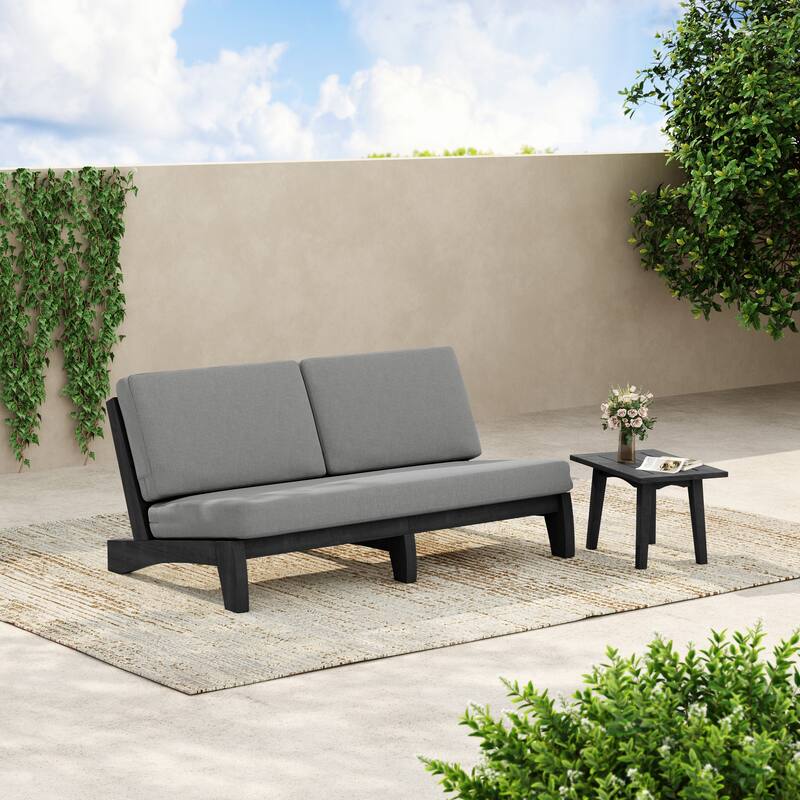 3-Seat Outdoor Sofa Set with Solid Wood Coffee Table, Weather-Resistant Cushions