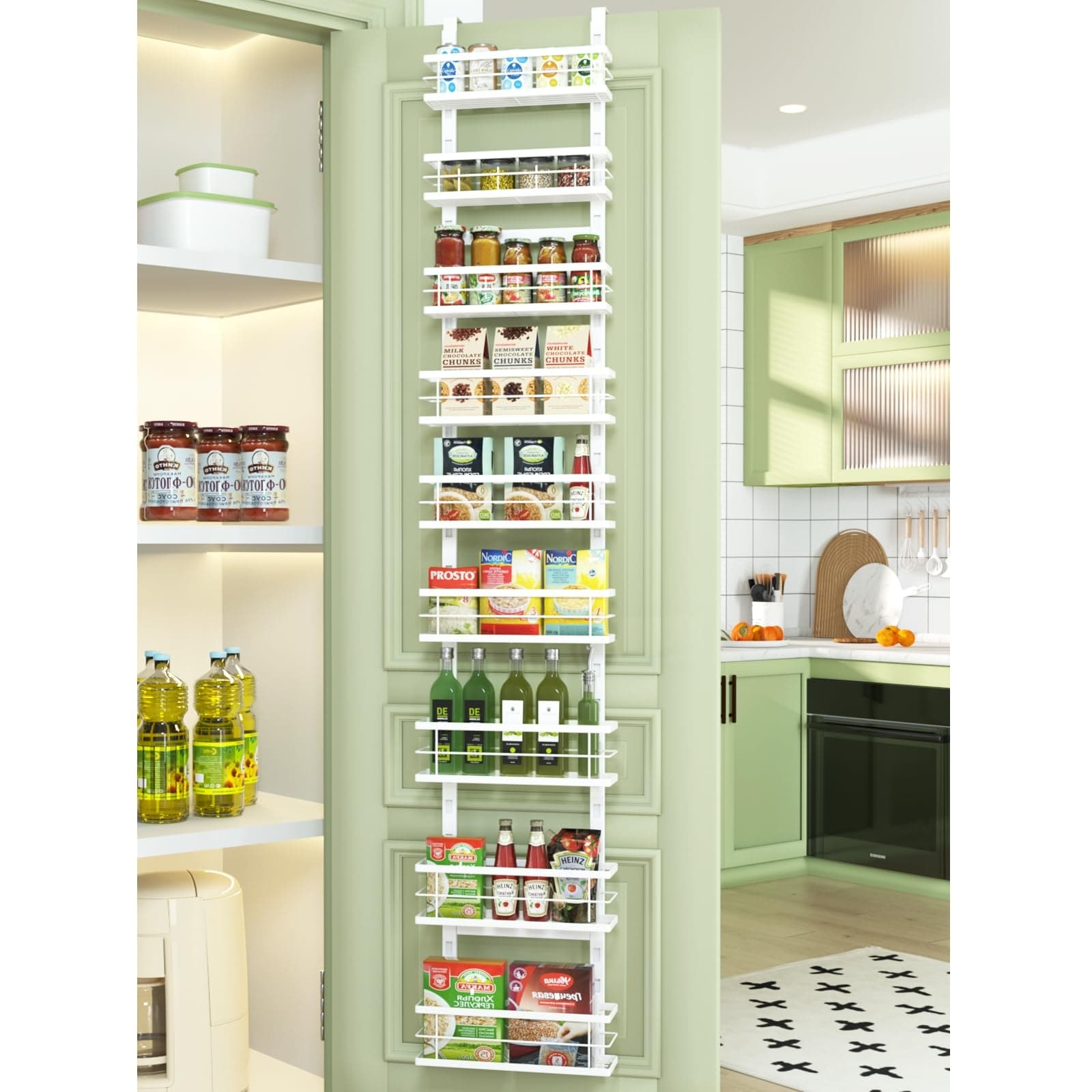 Over the Door Pantry Organizer 9-Tier Adjustable Basket, Hanging Narrow  Spice Rack, Behind the Closet Door Storage Heavy Duty - Bed Bath \u0026 Beyond -  39864574, image size:1600x1600
