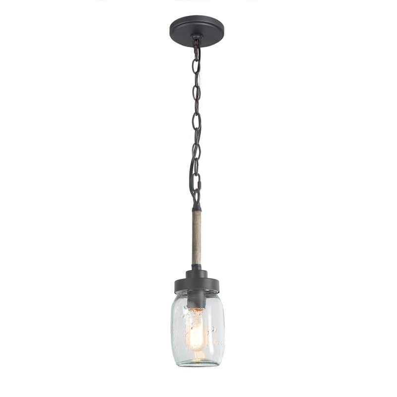 Farmhouse 1-Light Mini Mason Jar Glass Pendant Light for Kitchen Island - 4" D x 14.5" H