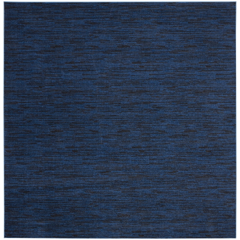 Nourison Modern Solid Indoor/Outdoor Area Rug - 9' Square - Midnight/Blue