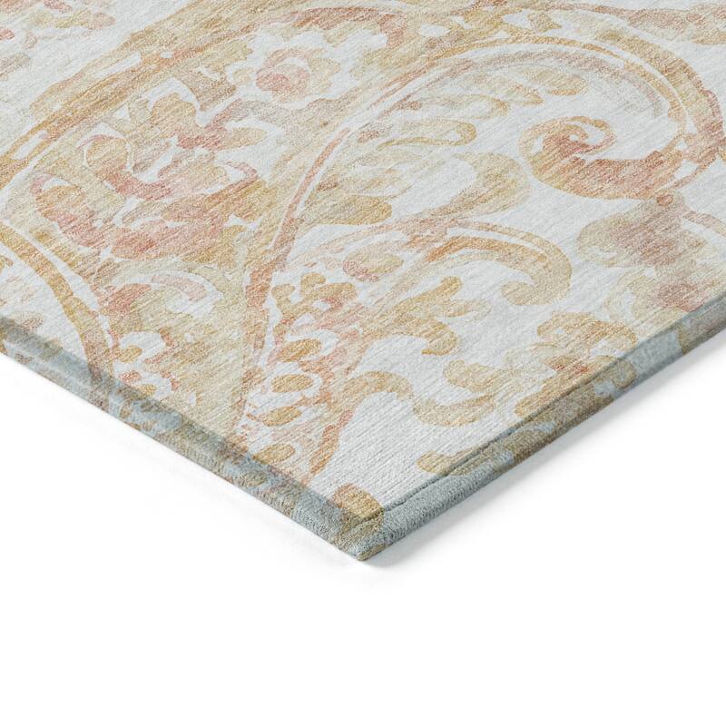Machine Washable Indoor/ Outdoor Chantille Traditional Scroll Rug