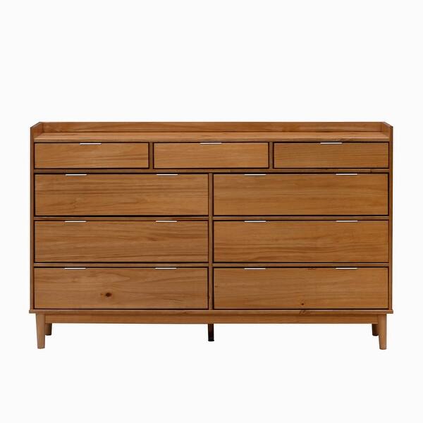 Mid-Century Modern 9-Drawer Wood Dresser, Solid Caramel - Bed Bath & Beyond - 37991522 Mid-Century Modern 9-Drawer Wood Dresser, Solid Caramel - Bed Bath & Beyond - 37991522