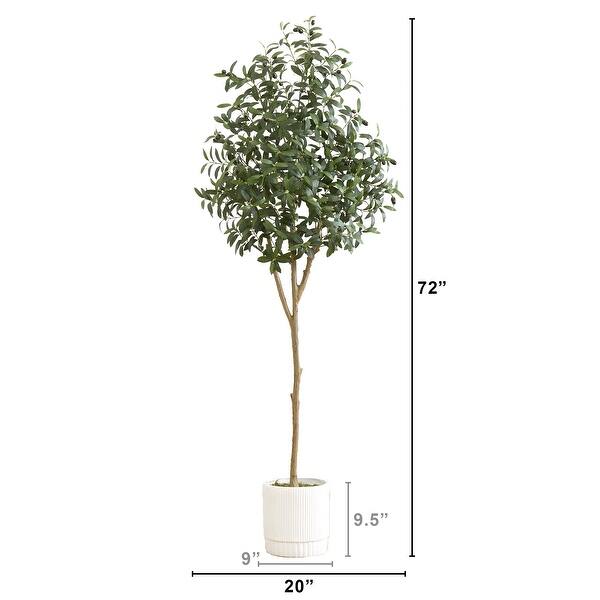 6' Artificial Olive Tree with White Decorative Planter - Bed Bath ...