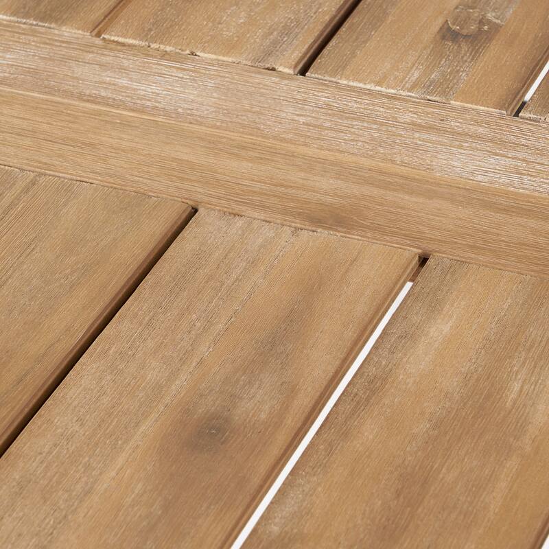 Acacia Wood Dining Table Slat Panel Design Weather Resistant Outdoor