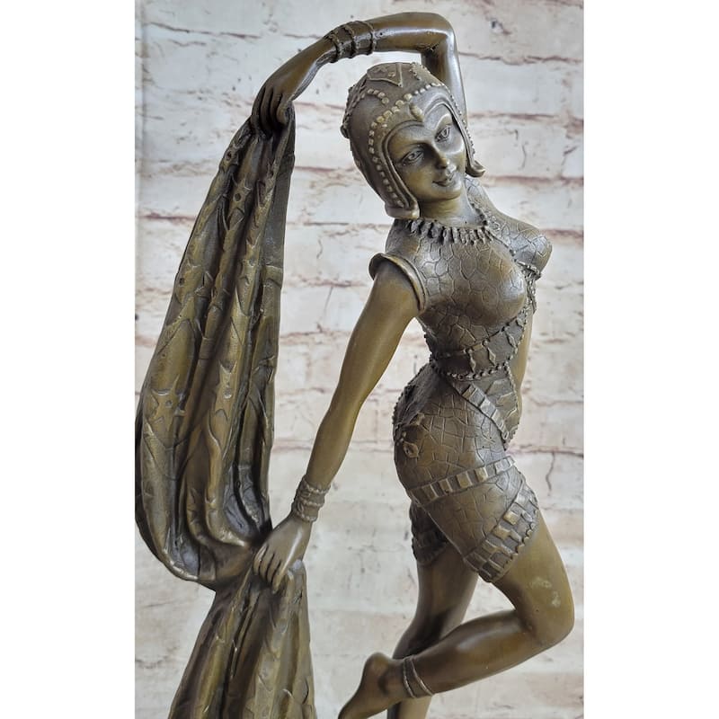 Bronze Marble Statue Dancer Vintage Theatre Signed Chiparus Drama Opera Sculpture