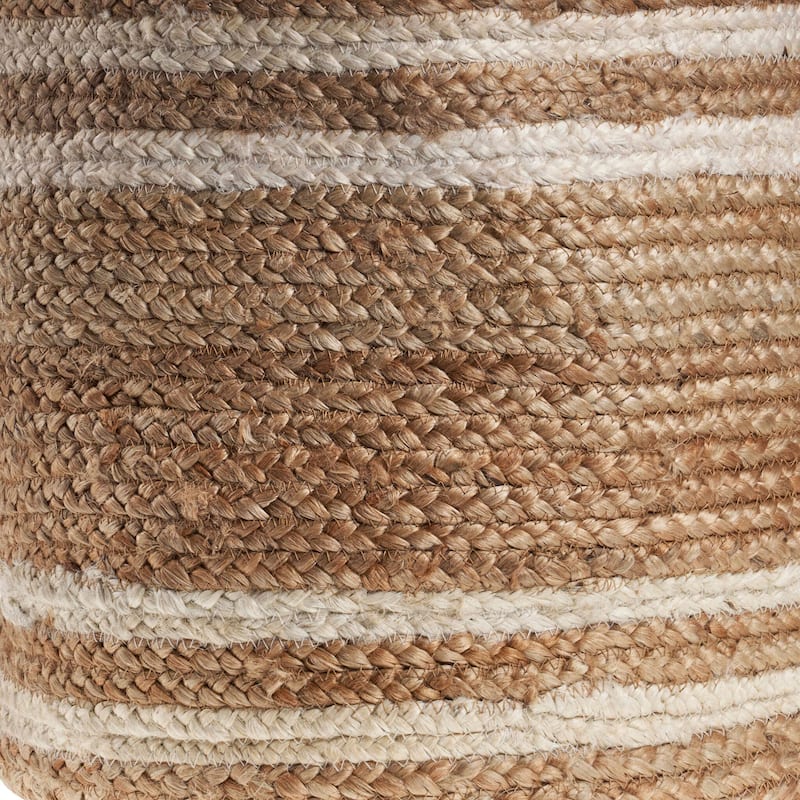 Sevita Tan/White Striped Jute Hand-Made Storage Basket