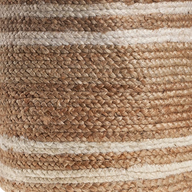 LR Home Montego Striped Natural Jute 17-inch Storage Basket - 17" x 17" x 17"