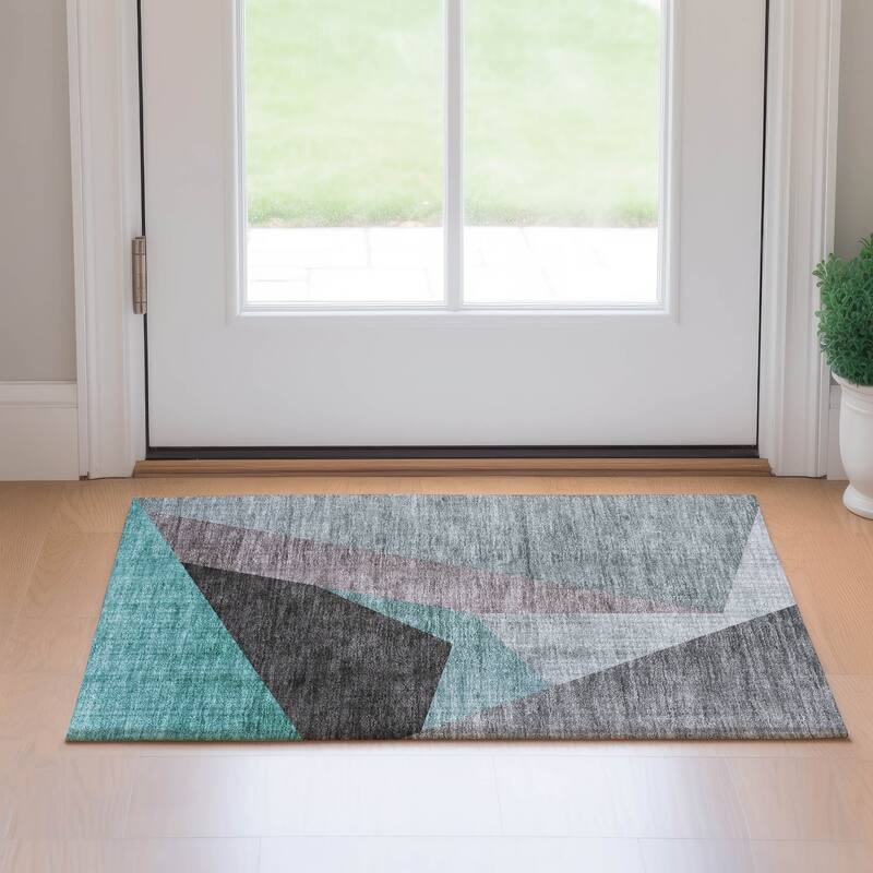 Premium Washable Super Soft Modern Deco Mayfield Rug - Teal - 1' 8" x 2' 6" - Rectangle