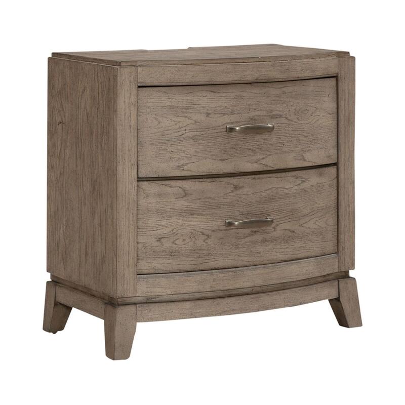 Avalon Burnished Beige Oak Nightstand with Charging Station