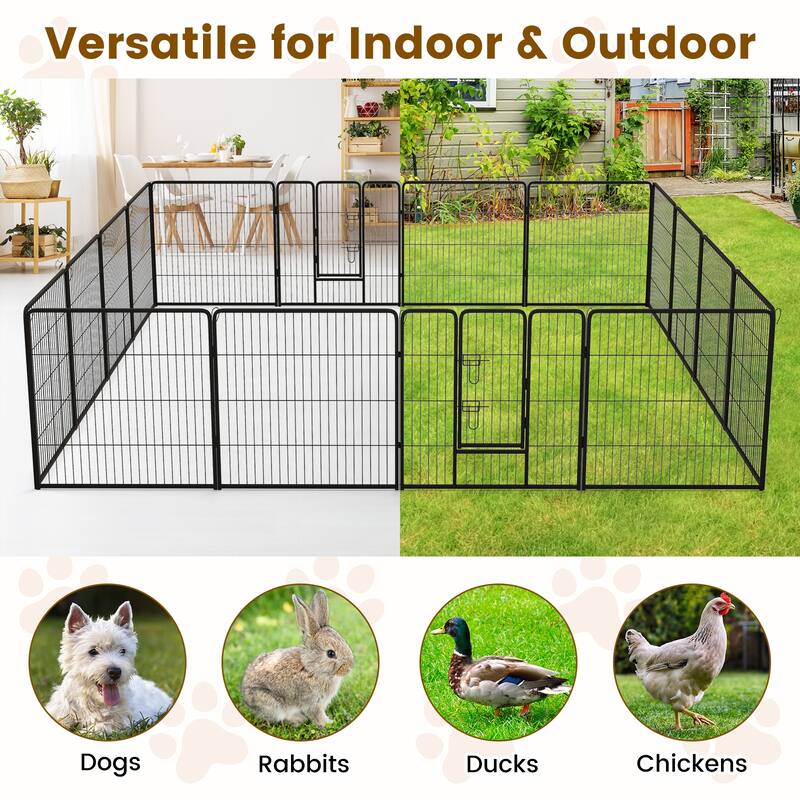 16 Panel Dog Playpen with Lockable Door for Safe Pet Space