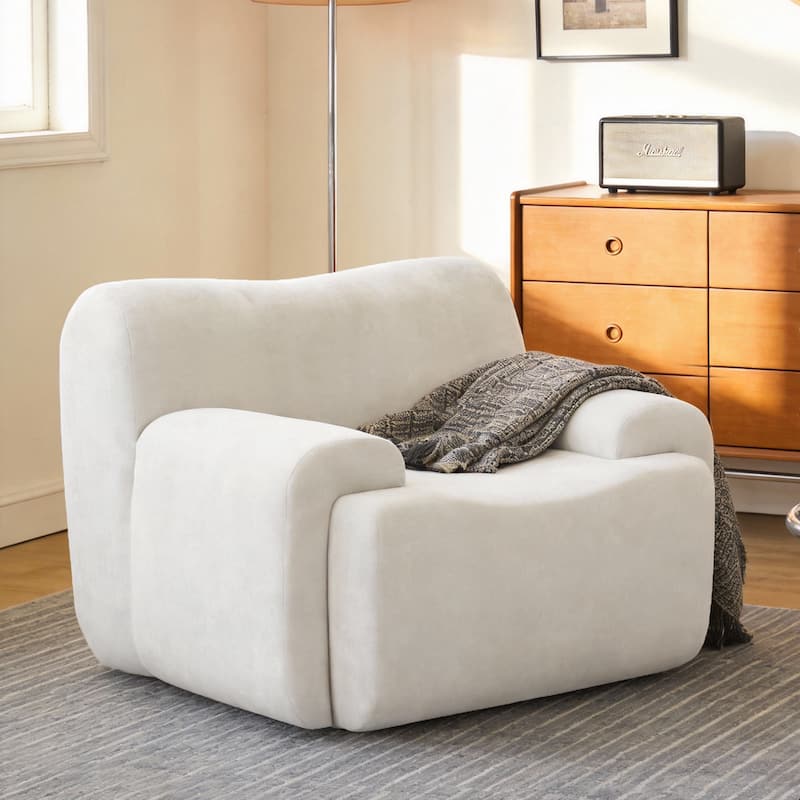 Chenille Accent Chair, Comfy Cloud Sofa Chair, Modern Armchair Boneless Reading Chairs