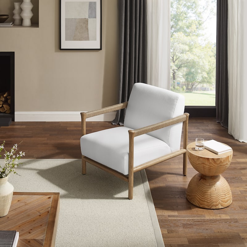 Art Leon Fabric and Wood Accent Armchair