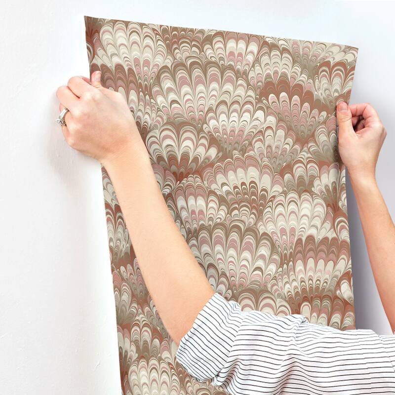 A-Street Prints Octavia Ruby Marbled Ink Wallpaper