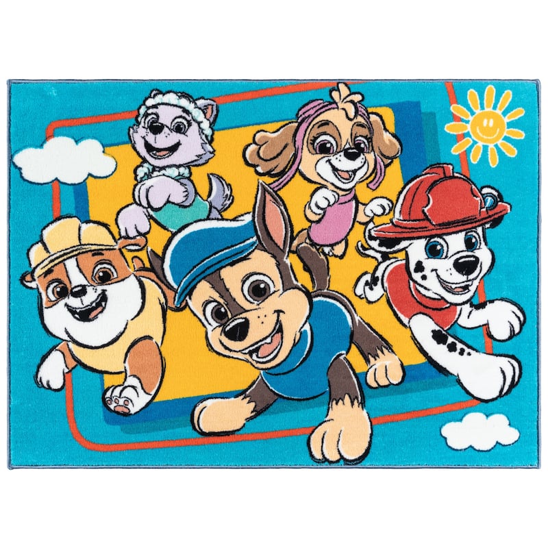 Licensed Nickelodeon Paw Patrol Team Multi-Colored Easy Care Non-Slip Soft Polyester Kids Rug 3x5 - 3' 4" x 4' 6"