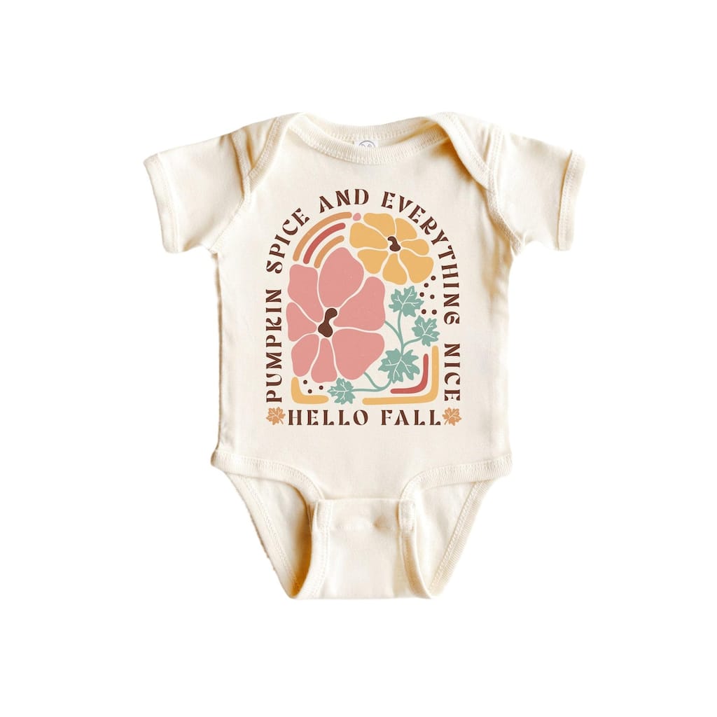 Hello Fall Pumpkin Spice - Baby Boy Girl Clothes Infant Bodysuit Funny Cute Newborn
